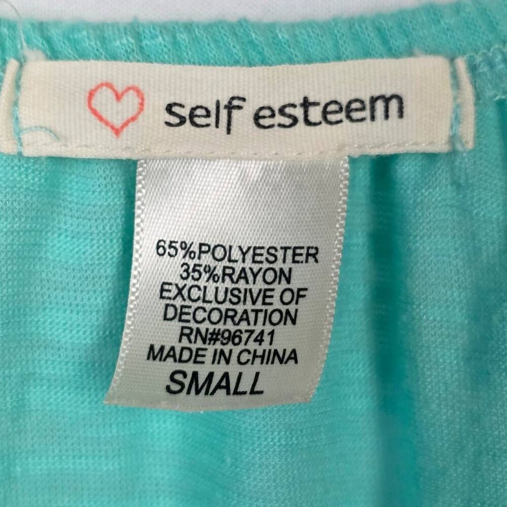 Self Esteem Tie Front Top Women Small Aqua - Picture 6 of 8